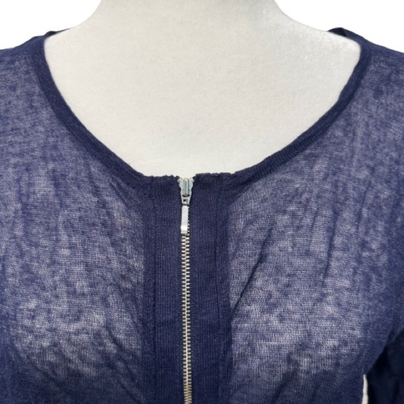 Chico’s Traveler’s Metallic Jacket, Navy Blue with Zipper in Front size 1 - Picture 5 of 7